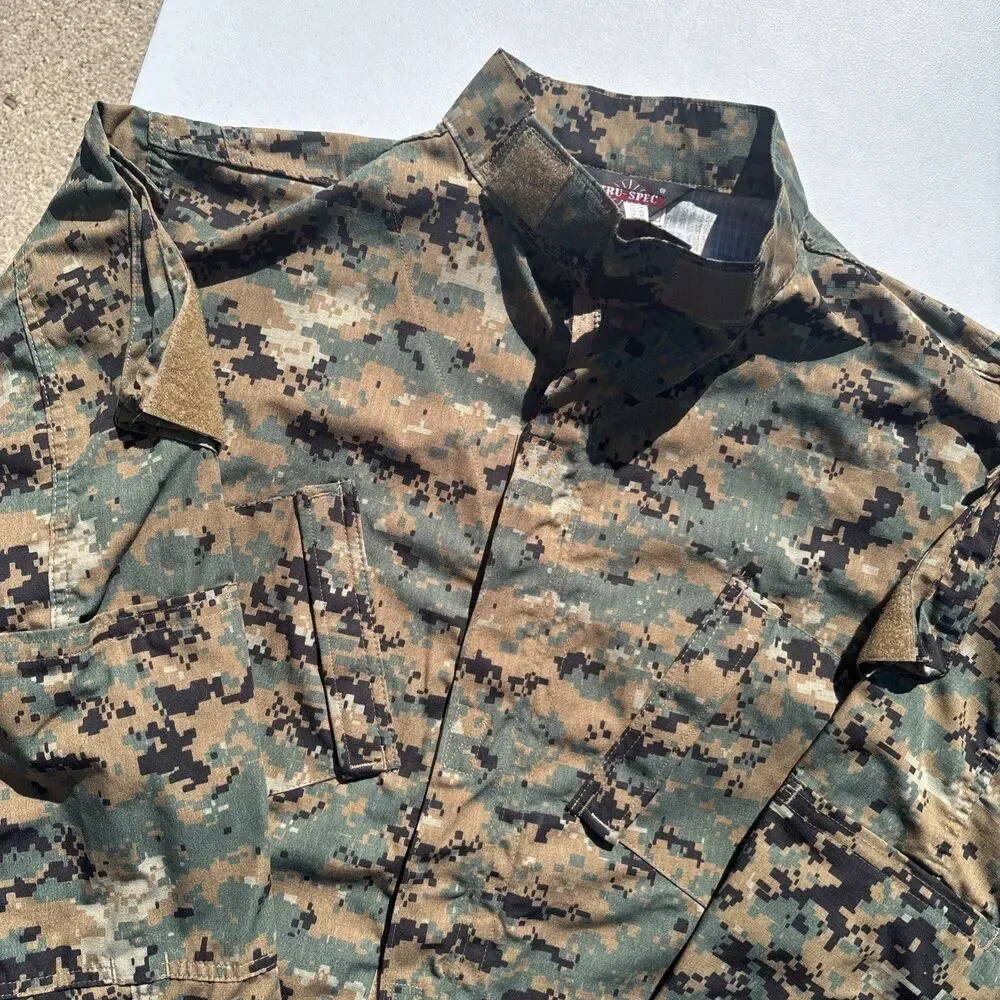 Tru-Spec Digital Camo Combat Shirt Unisex XL Long Green Brown Long Sleeve